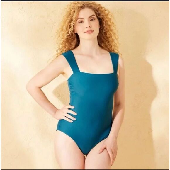 Shade and Shore Target Blue Wide Strap One Piece Swimsuit Size Small - Picture 1 of 5